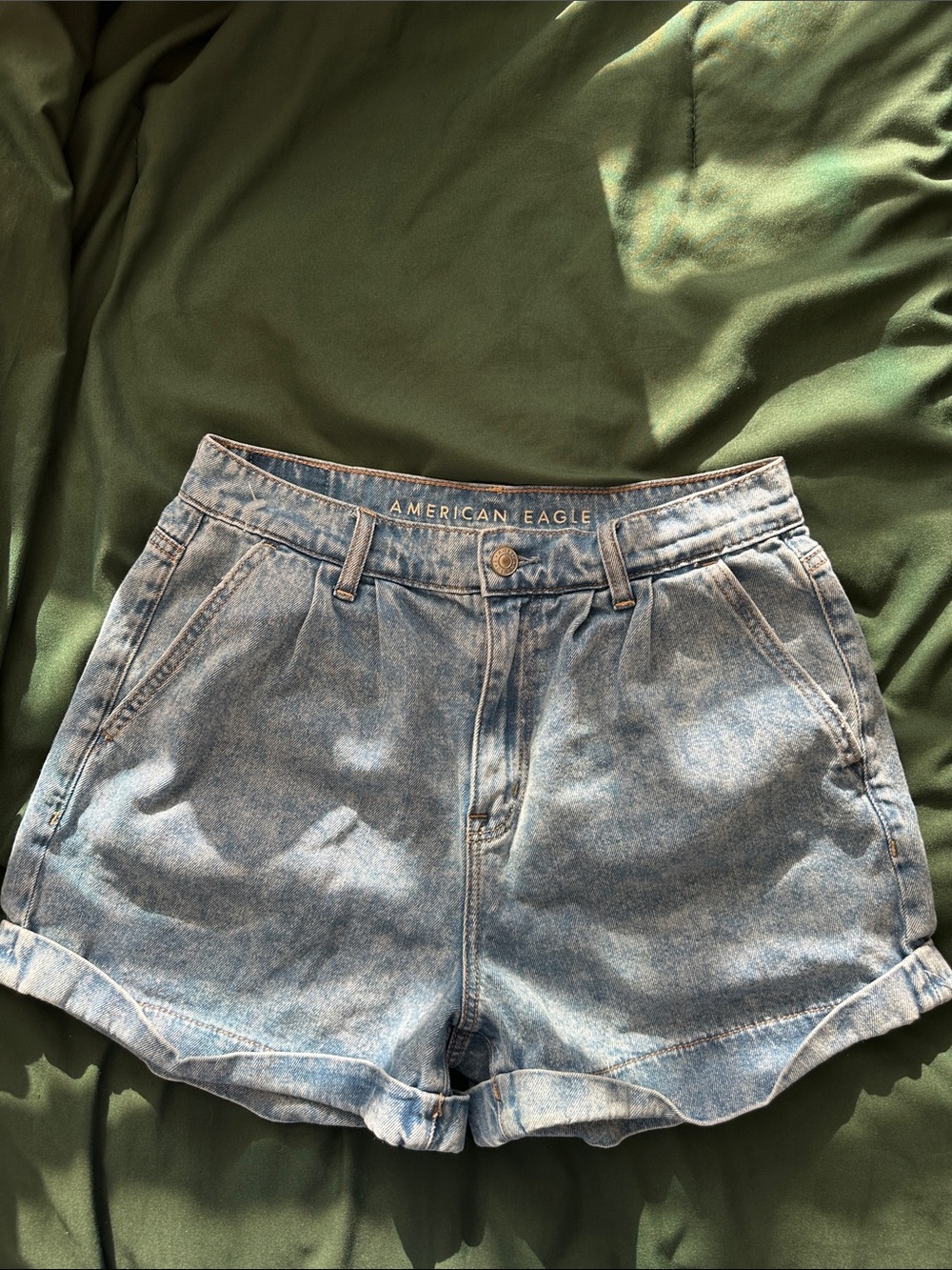 American Eagle Outfitters Light Wash Denim High-Rise Shorts